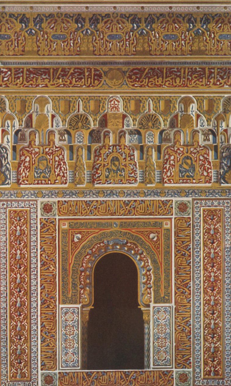 Cornice e finestra al centro della facciata della Moschea, 1907 da Unbekannt