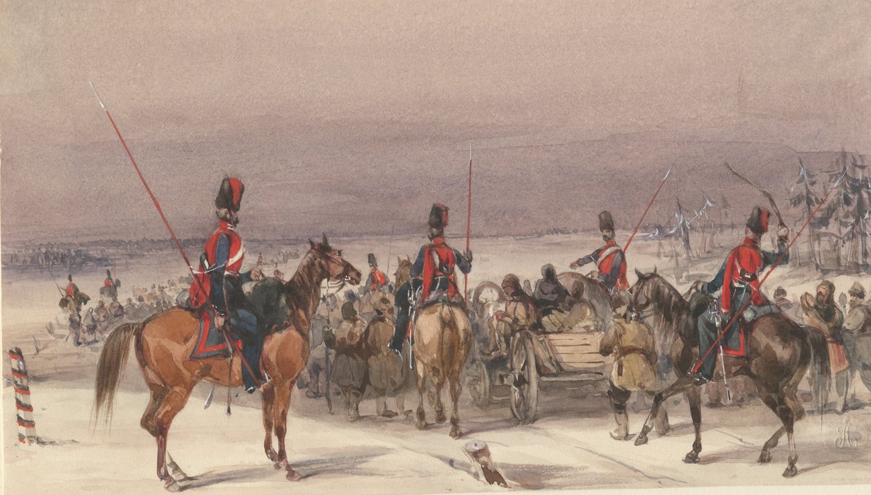 Cosacchi che scortano deportati, 1831 da Unbekannt