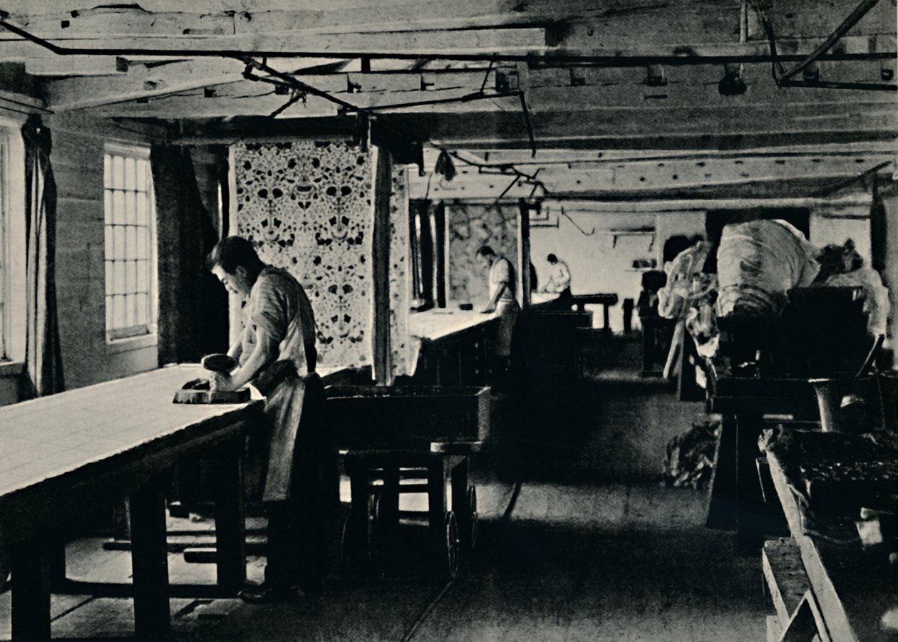 Stampa del cotone presso Merton Abbey Works, c1884 da Unbekannt
