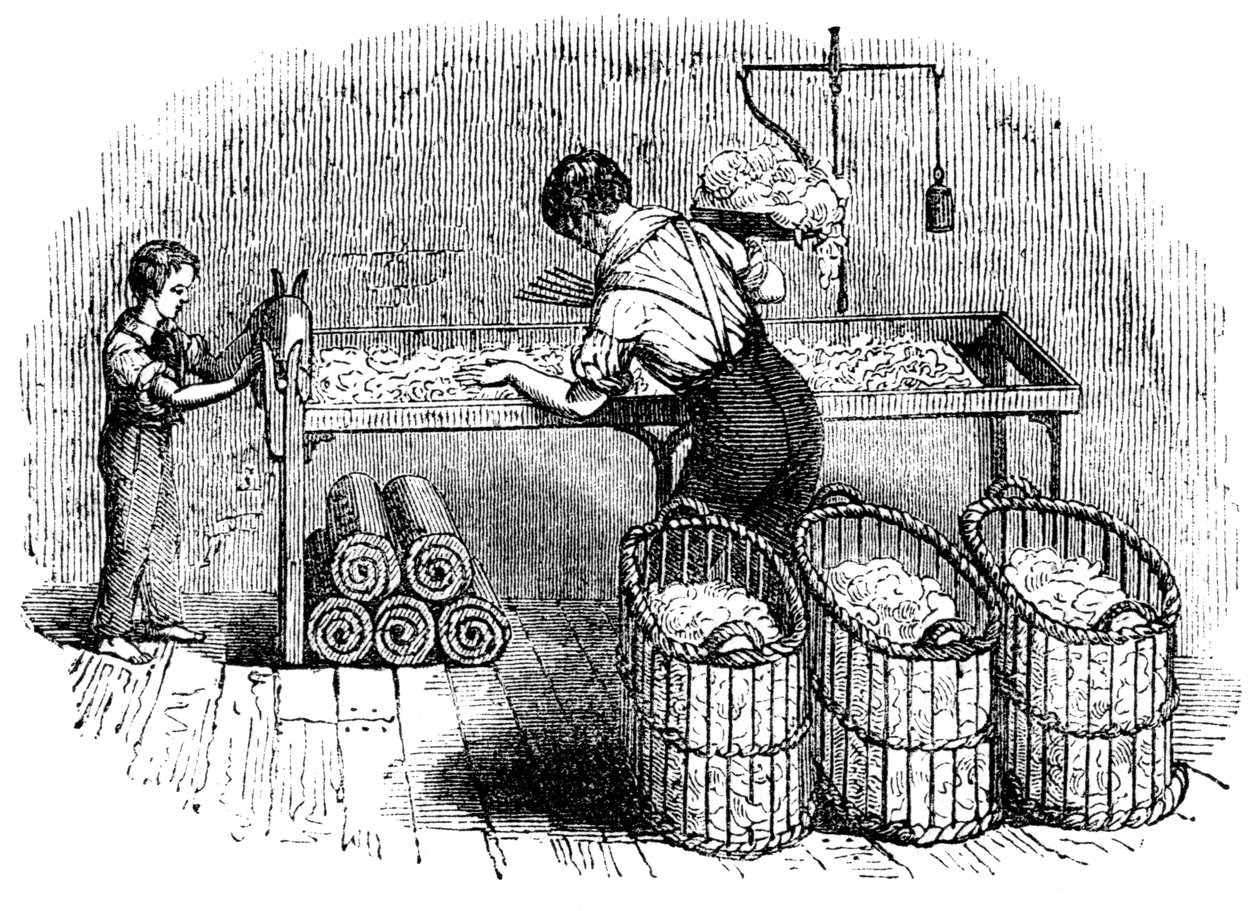 Fabbricazione del cotone, c1845 da Unbekannt