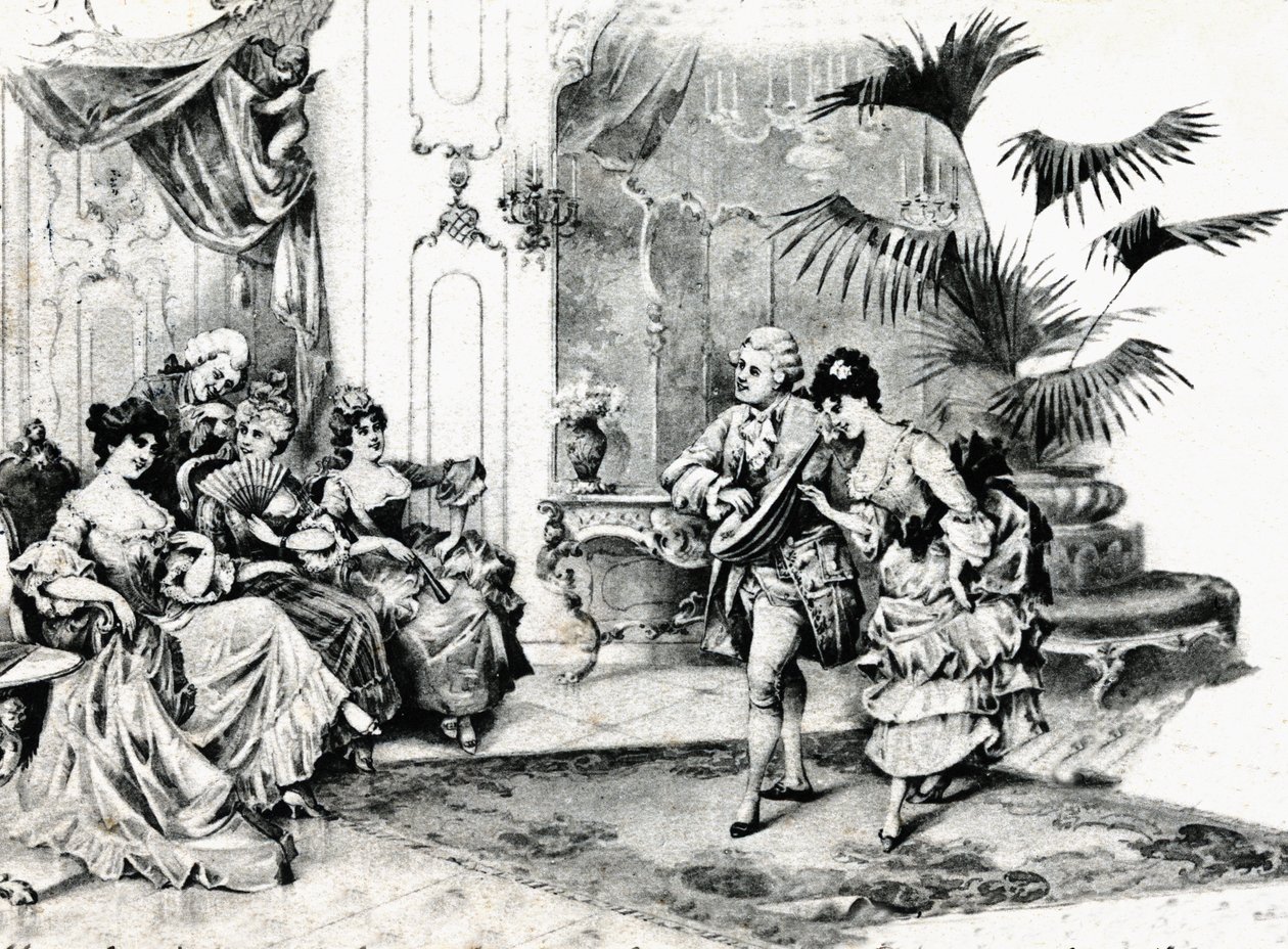 Danza di corte in costume rococò. Circa 1900 da Unbekannt