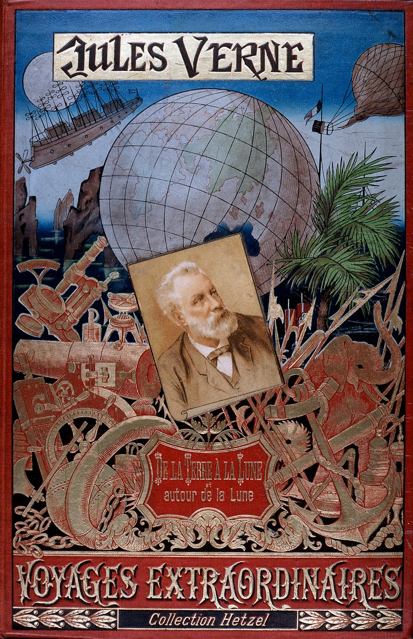 Copertina di Dalla Terra alla Luna e Intorno alla Luna, di Jules Verne, c1896 da Unbekannt