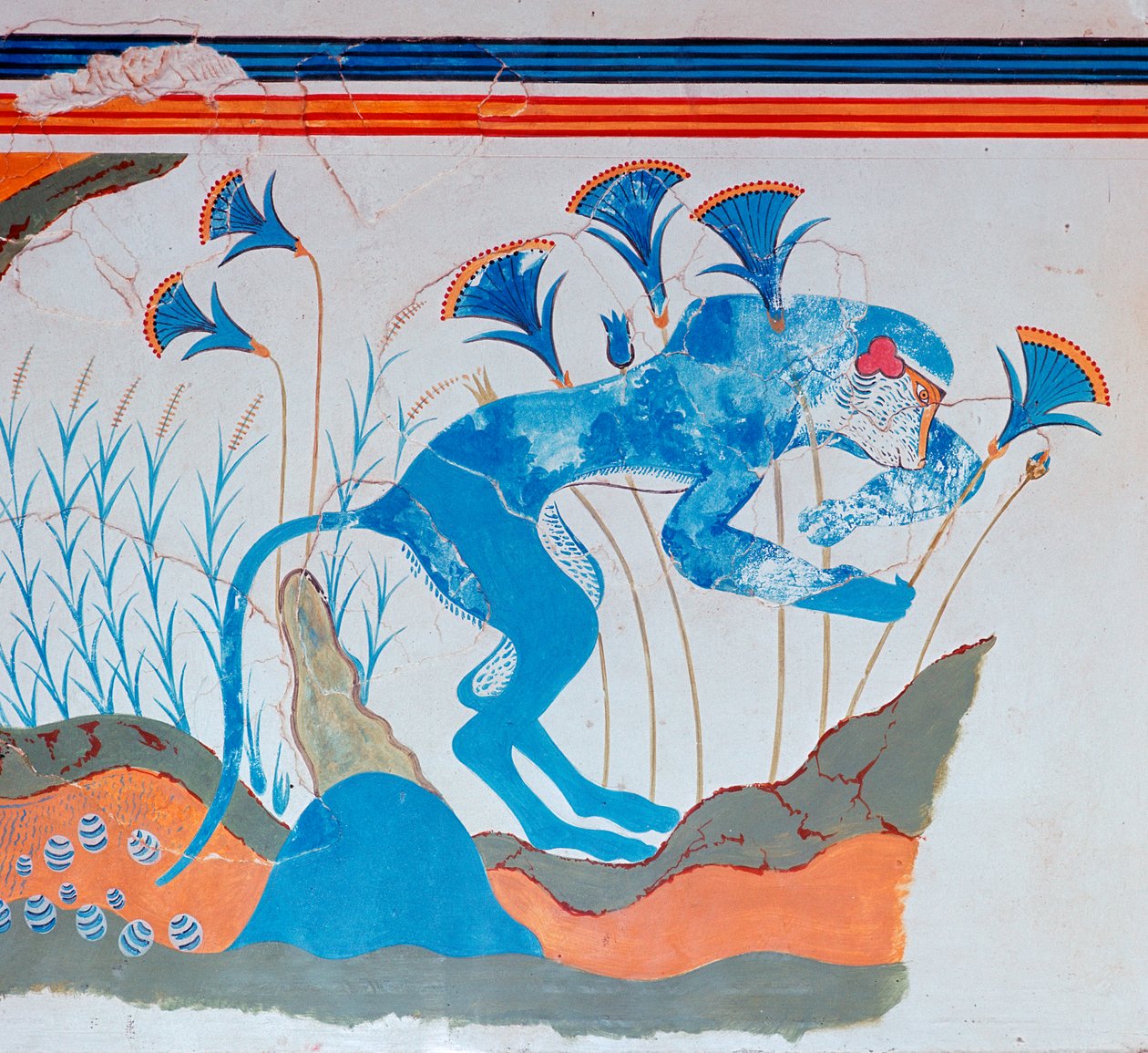 Affresco cretese di una scimmia e papiro da Unbekannt