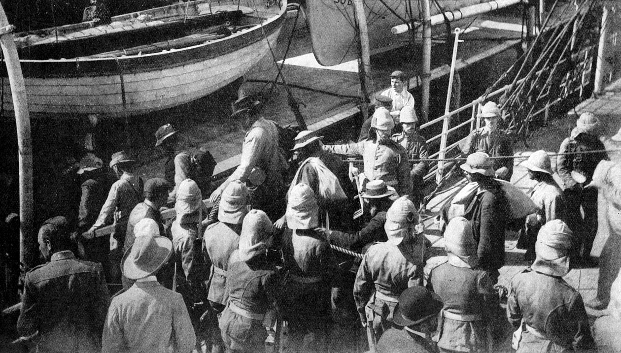 Guerrieri prigionieri di Cronje, i Docks, Paardeberg, Sudafrica, 1900 da Unbekannt