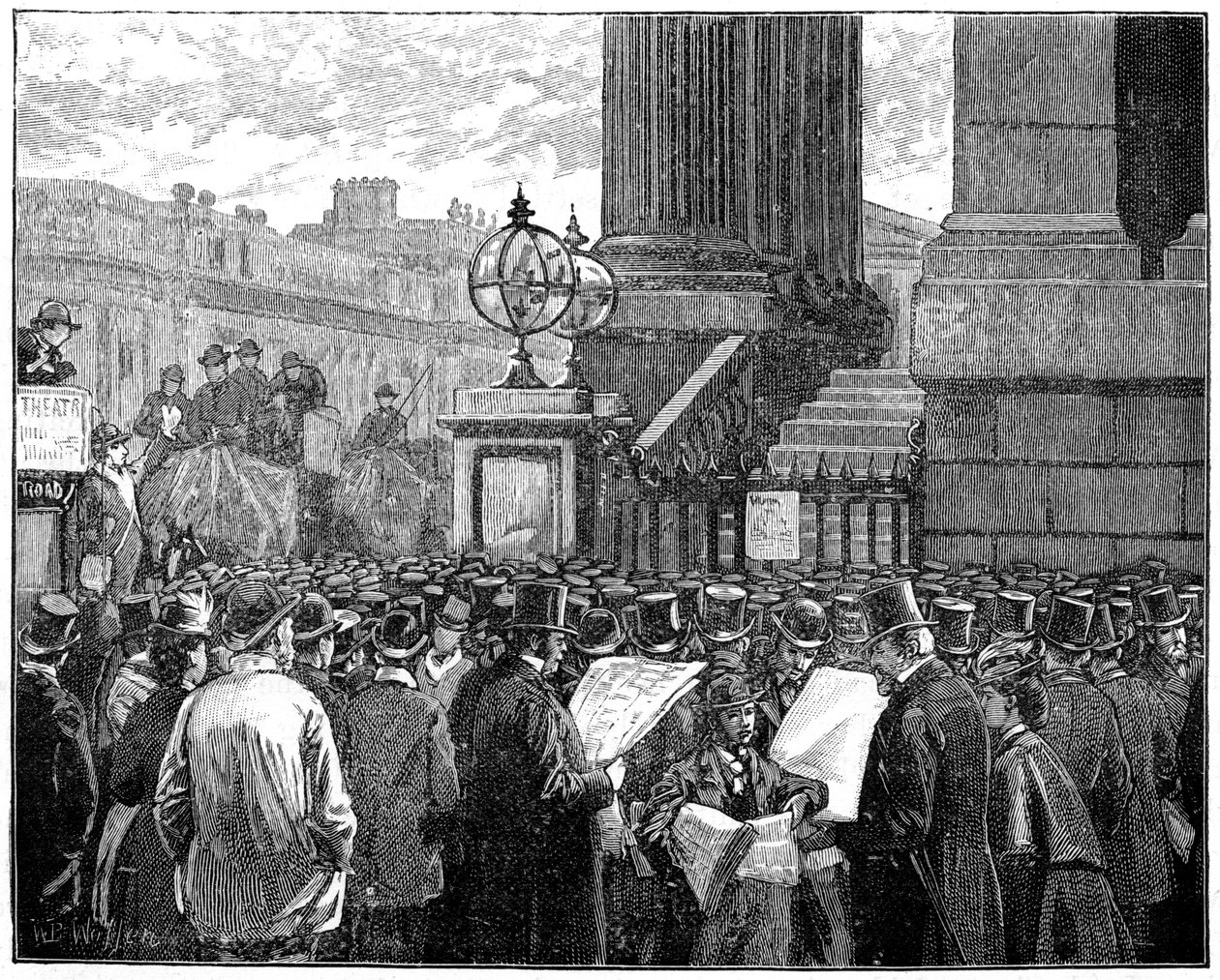 Folla alla Mansion House che legge i bollettini della malattia del Principe di Galles, 1871 1900 da Unbekannt