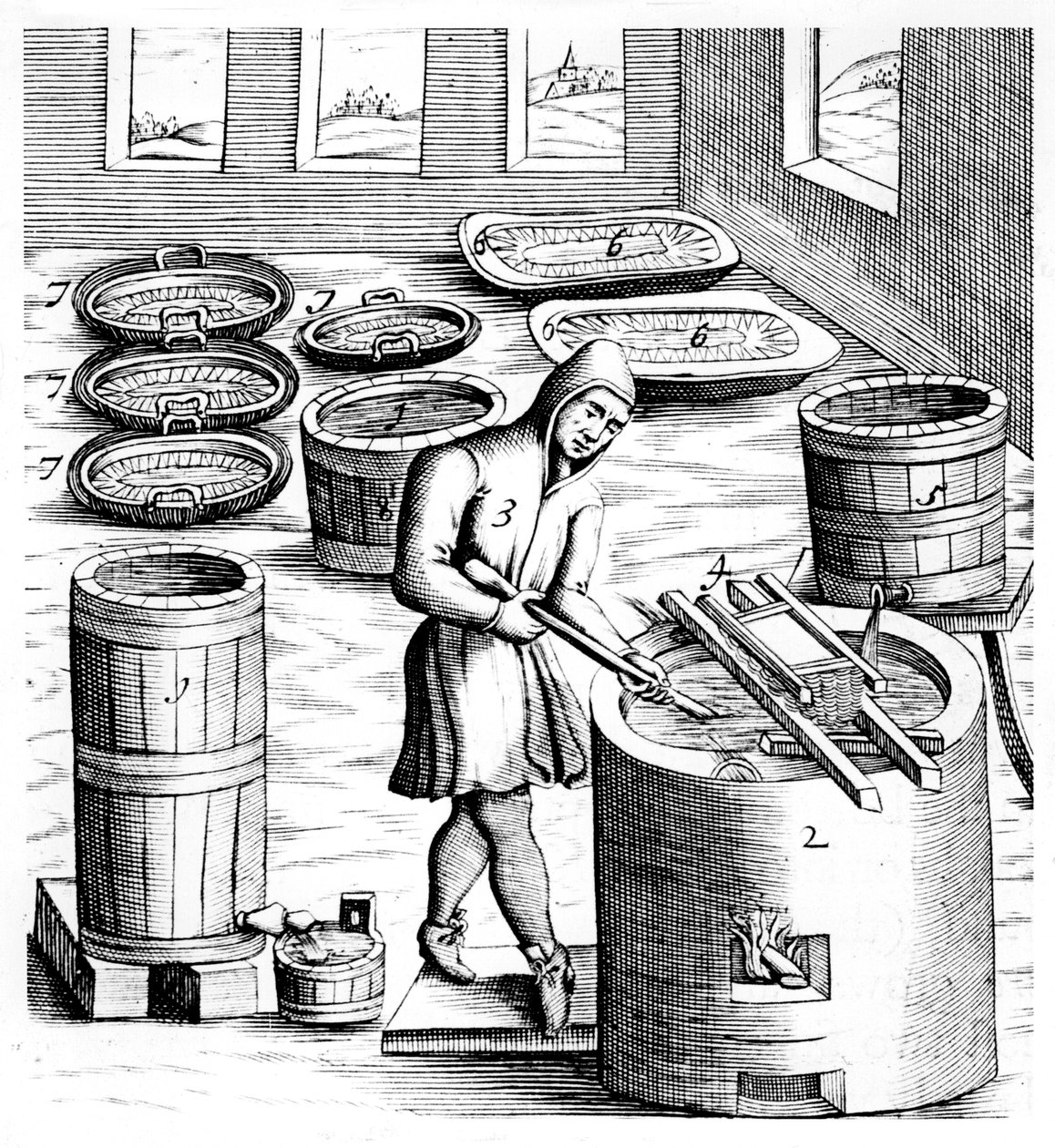 Cristallizzazione del salnitro, nitrato di potassio, o KN03, 1683 da Unbekannt