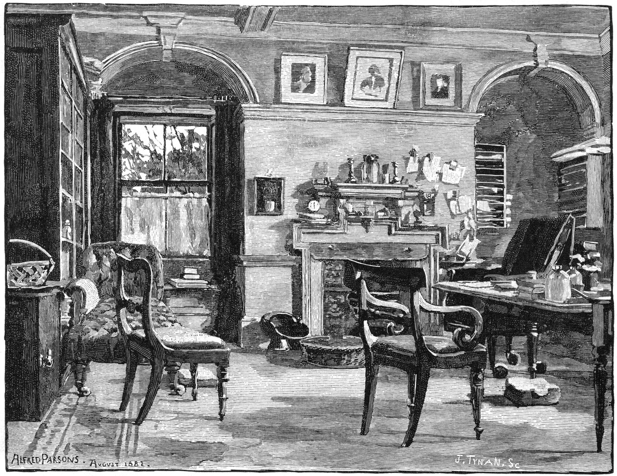 Lo studio di Darwin a Down House, la sua casa vicino a Beckenham, Kent, 1883 da Unbekannt