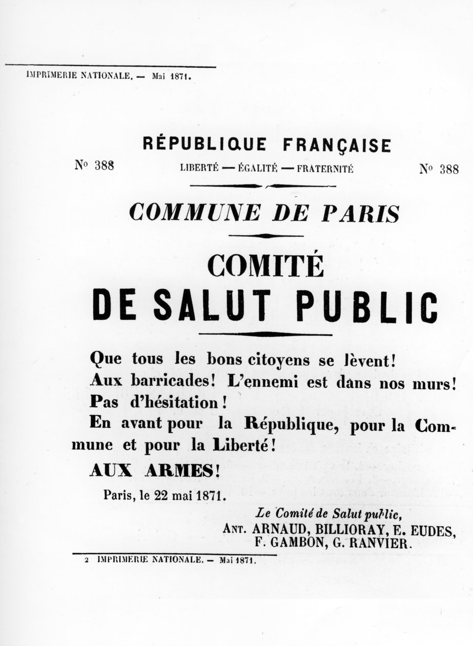 De Salut Public, dai manifesti politici francesi della Comune di Parigi, maggio 1871 da Unbekannt
