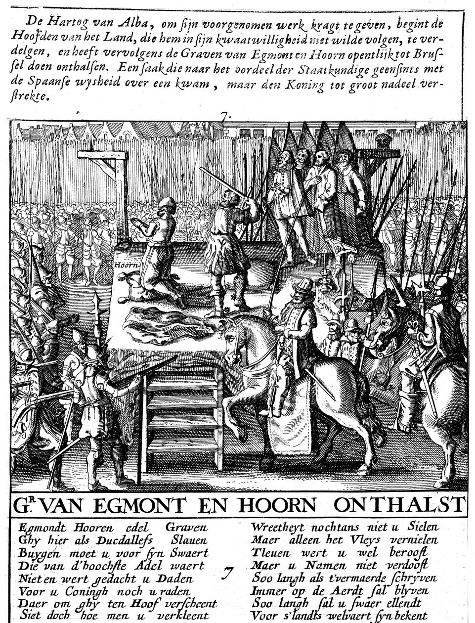 Decapitazione del conte Egmont e Hoorn a Bruxelles durante la tirannia spagnola nei Paesi Bassi, 1568 da Unbekannt