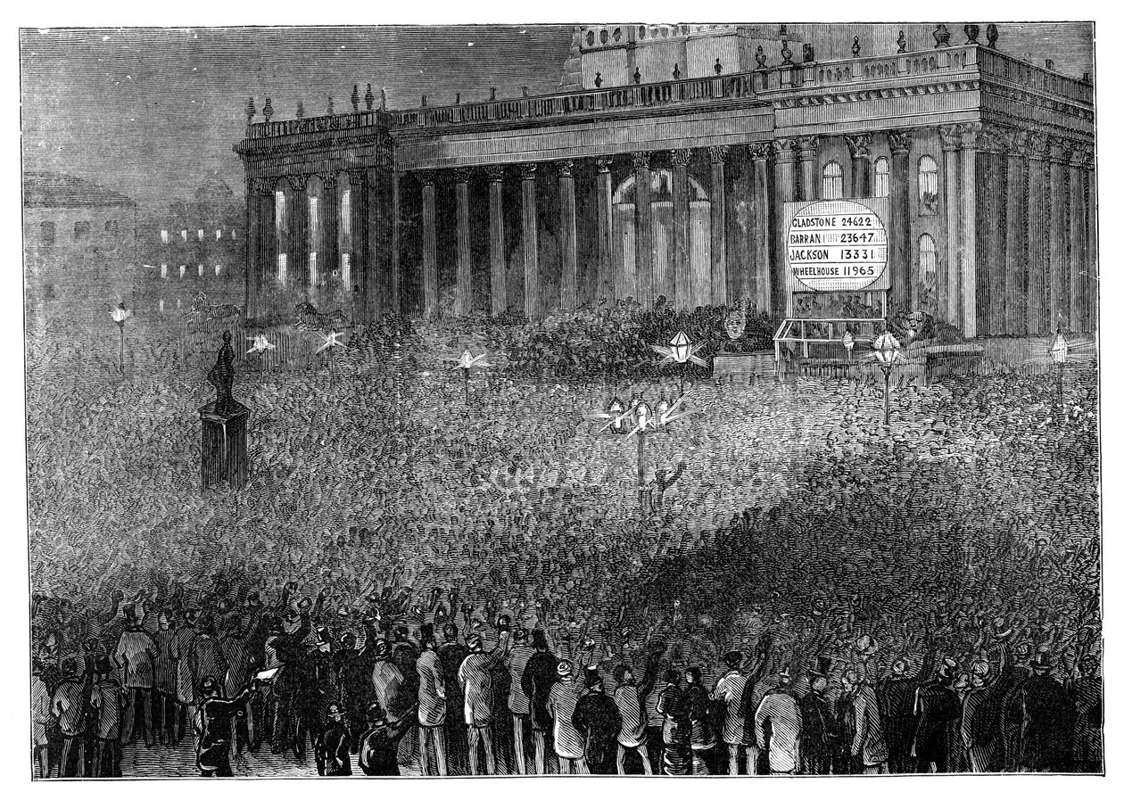 Dichiarazione del risultato del voto durante le elezioni generali, Leeds, West Yorkshire, 1880 da Unbekannt
