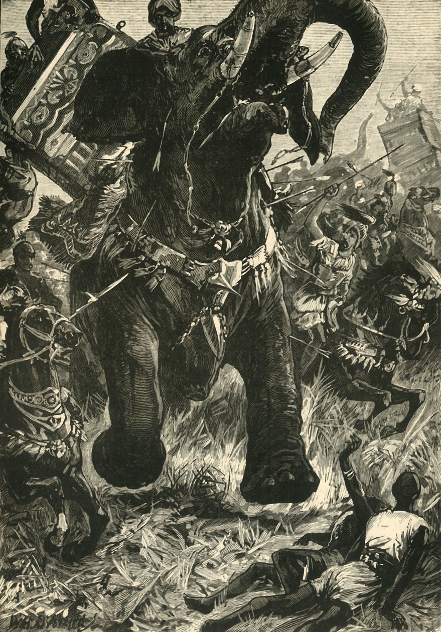 Sconfitta di Poro da parte dei Macedoni, 1890 da Unbekannt