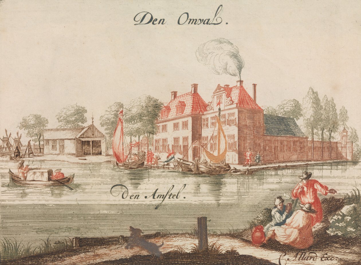Den Omval, den Amstel, in: Tooneel Der Voornaamste Nederlands Huizen, En Lust Hoven, Naar..., n.d. da Unbekannt