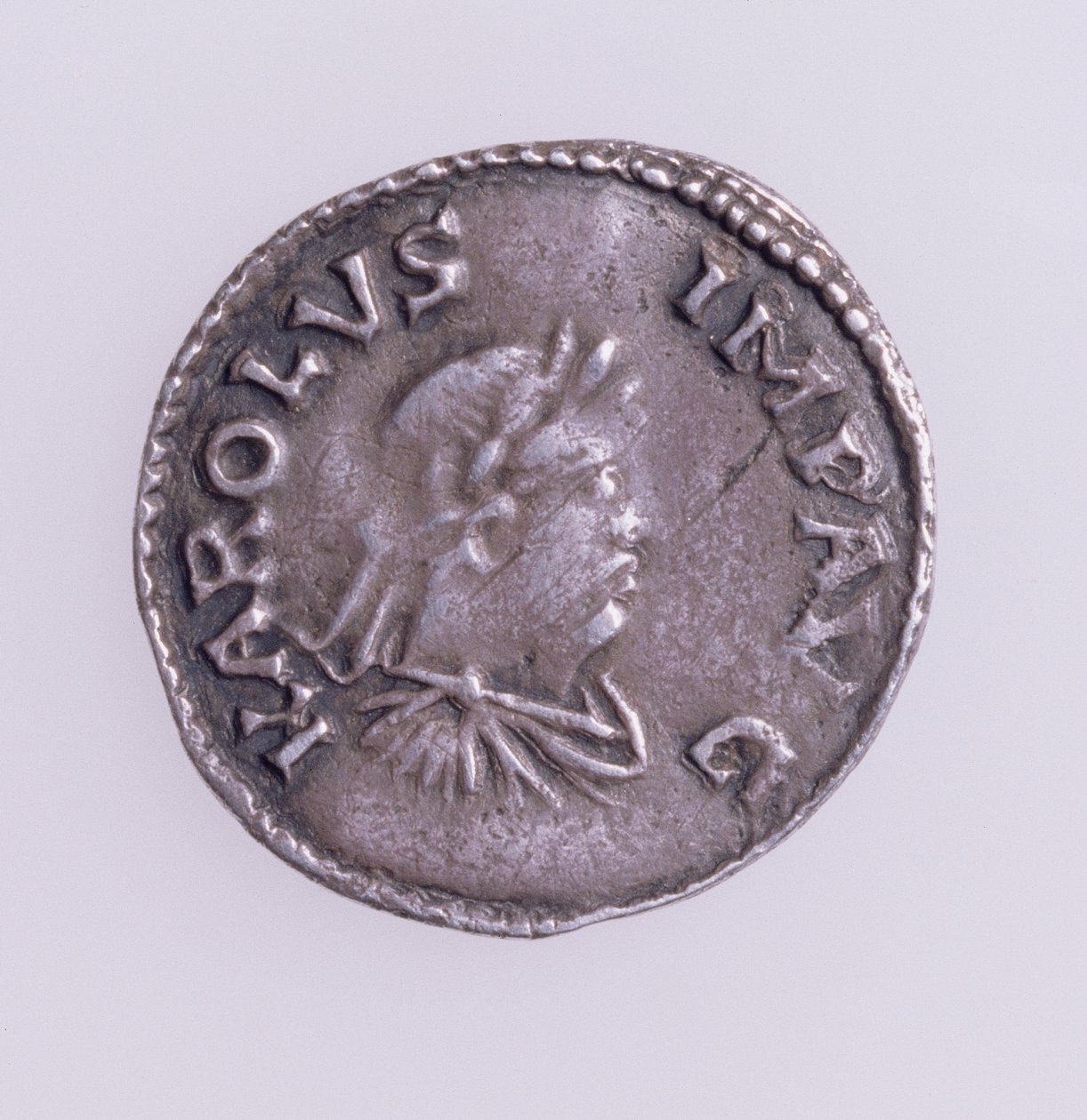 Denaro di Carlo Magno, fronte con ritratto di Carlo Magno, zecca di Quentovic, 768-814 da Unbekannt