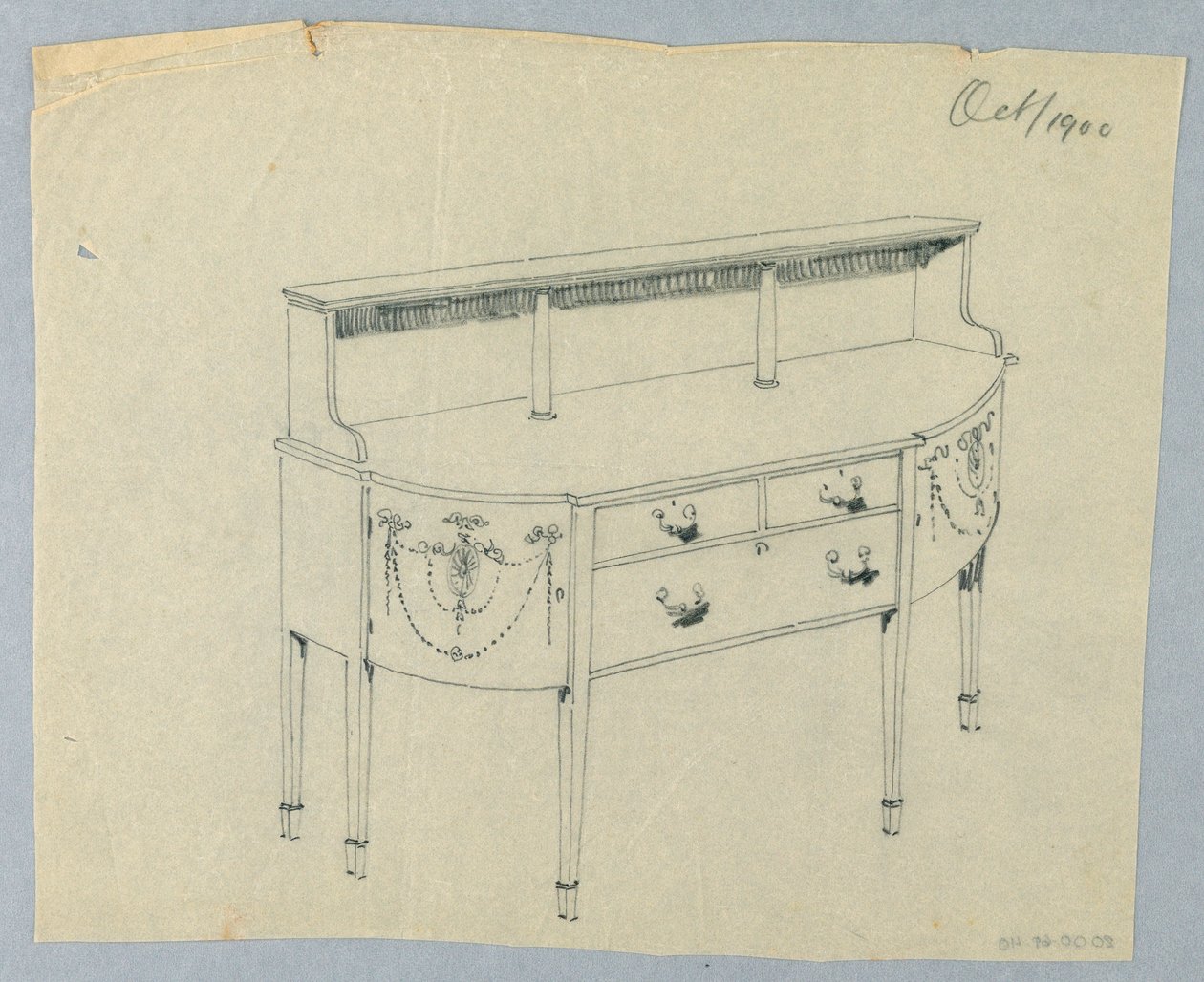 Design per credenza con ornamento neoclassico, ottobre 1900 da Unbekannt