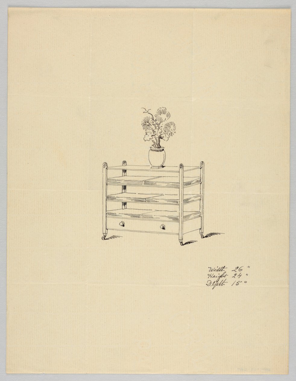 Design per tavolo a tre livelli con vaso e fiori, 1900-05 da Unbekannt