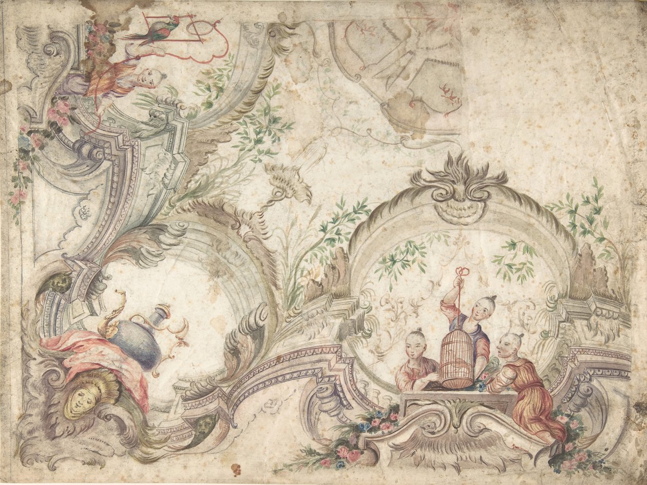Progetto per una decorazione del soffitto con cineserie, 1725-75 da Unbekannt