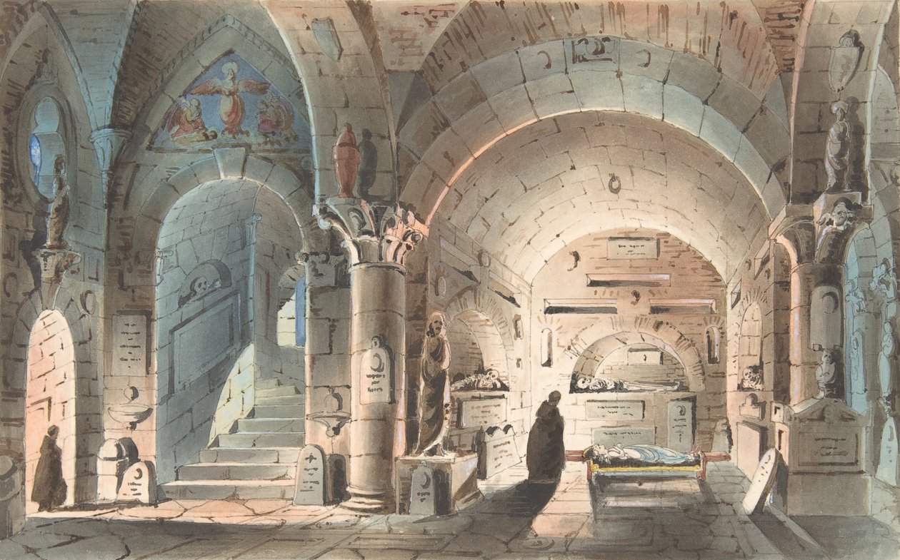 Progetto per una scenografia: scena della cripta, 1830-40 da Unbekannt