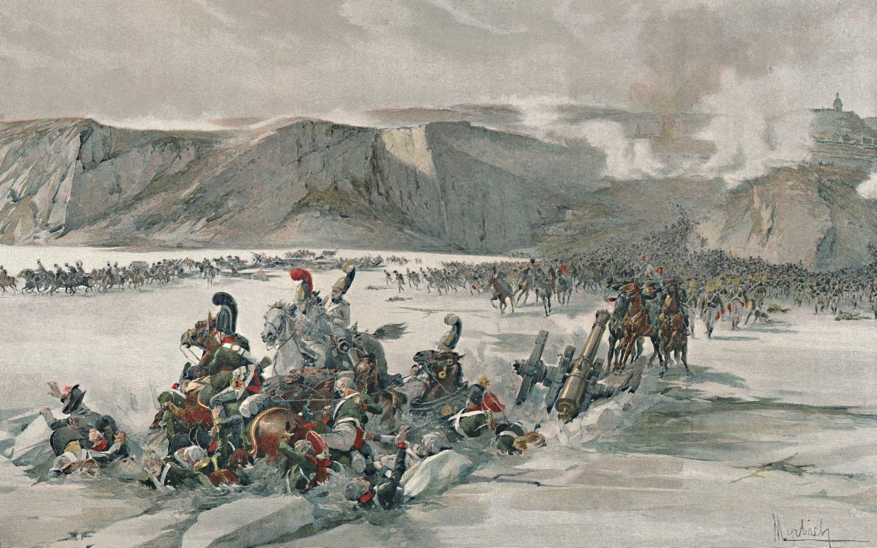 Distruzione dei russi in ritirata al lago Satschan, 1805, 1896 da Unbekannt