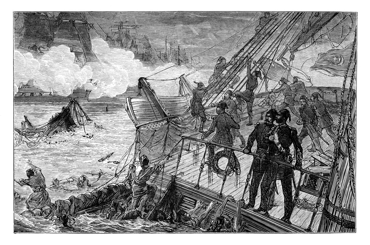 Distruzione della flotta turca a Sinope, 1853, 1900 da Unbekannt