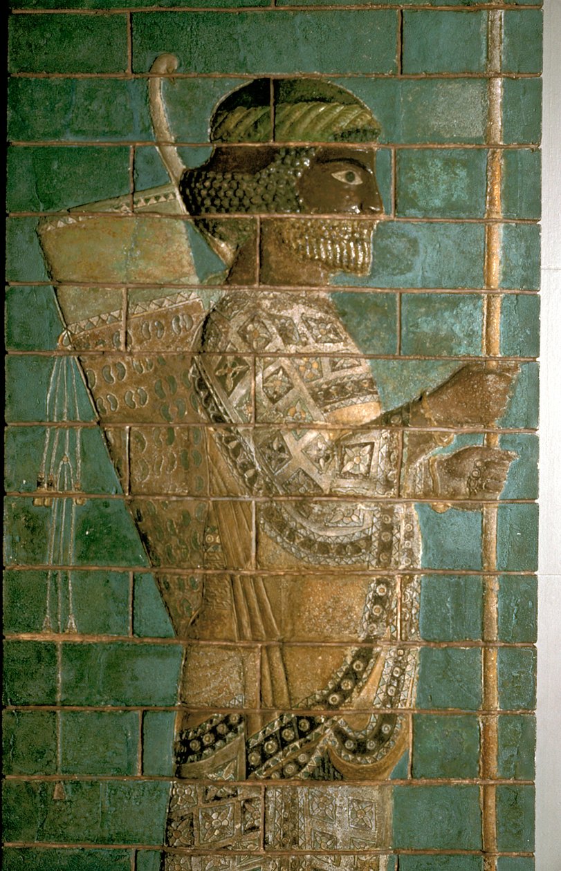 (dettaglio) di un rilievo che mostra un arciere della Guardia Reale Persiana, Palazzo di Dario I, Susa da Unbekannt
