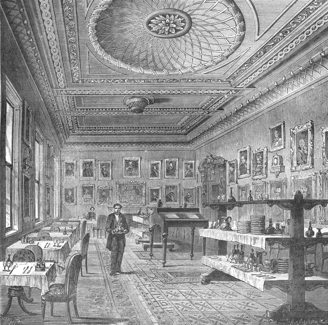 Sala da pranzo del Garrick Club, 1897 da Unbekannt