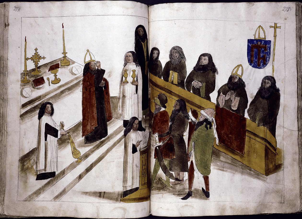 Servizio divino secondo il rito ortodosso greco da: Cronaca del Concilio di Costanza di Ulrich Richental, 1414-1418 da Unbekannt