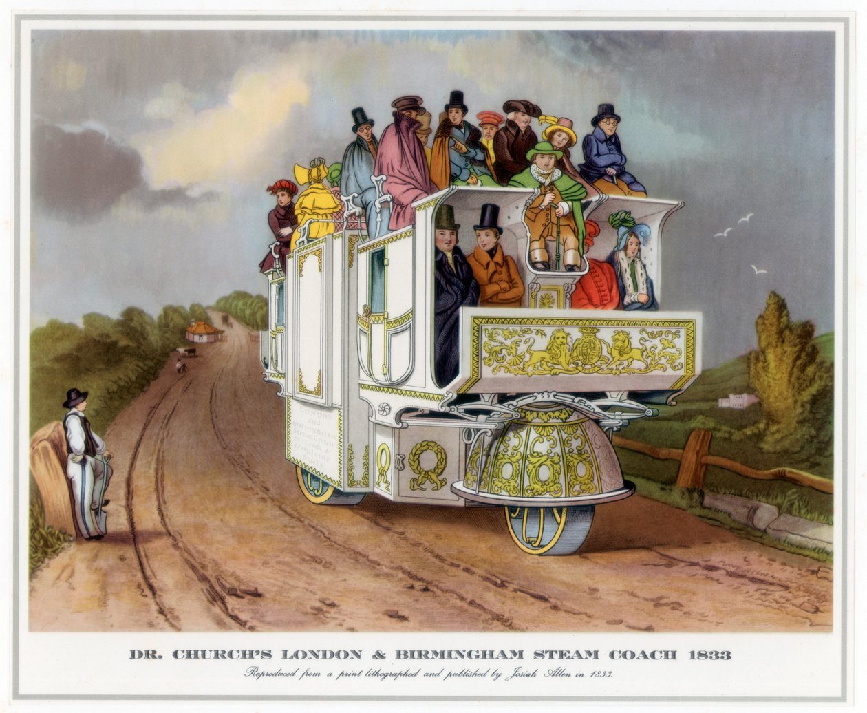 La carrozza a vapore di Dr Church, Londra e Birmingham, 1833 da Unbekannt