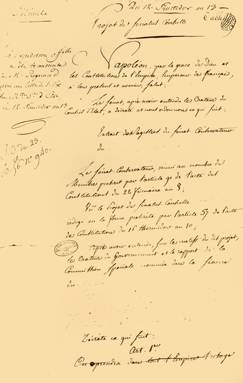 Bozza del...ristabilimento del calendario gregoriano, 29 agosto 1805, 1921 da Unbekannt