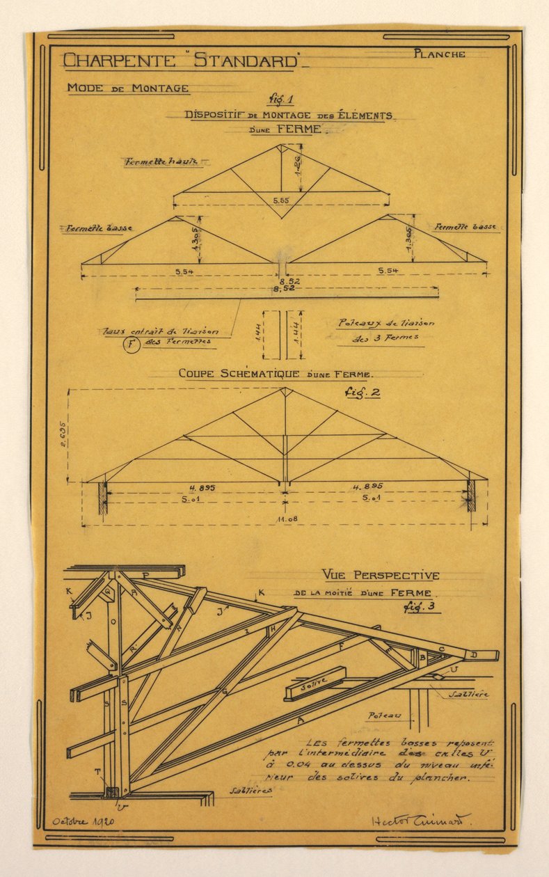 Disegno, Progetto per una Casa Operativa di Massa Progettata da Hector Guimard, Costruzione della Cornice da Unbekannt
