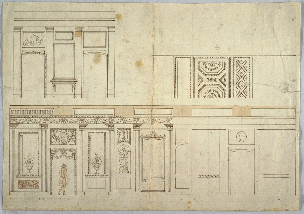 Disegno, Progetto per un interno, 1800-1820 da Unbekannt