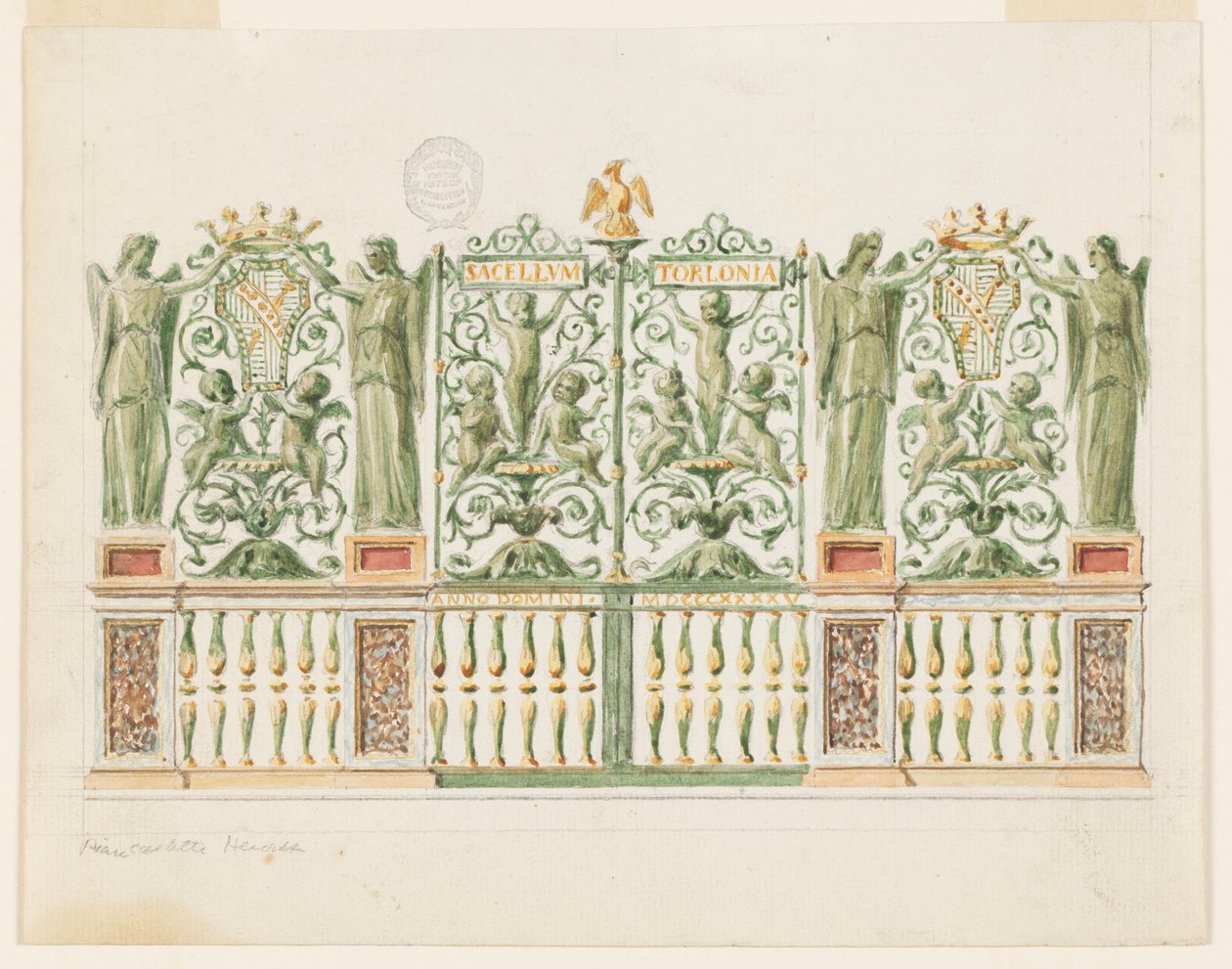 Disegno, Progetto per cancello della cappella, 1845 da Unbekannt