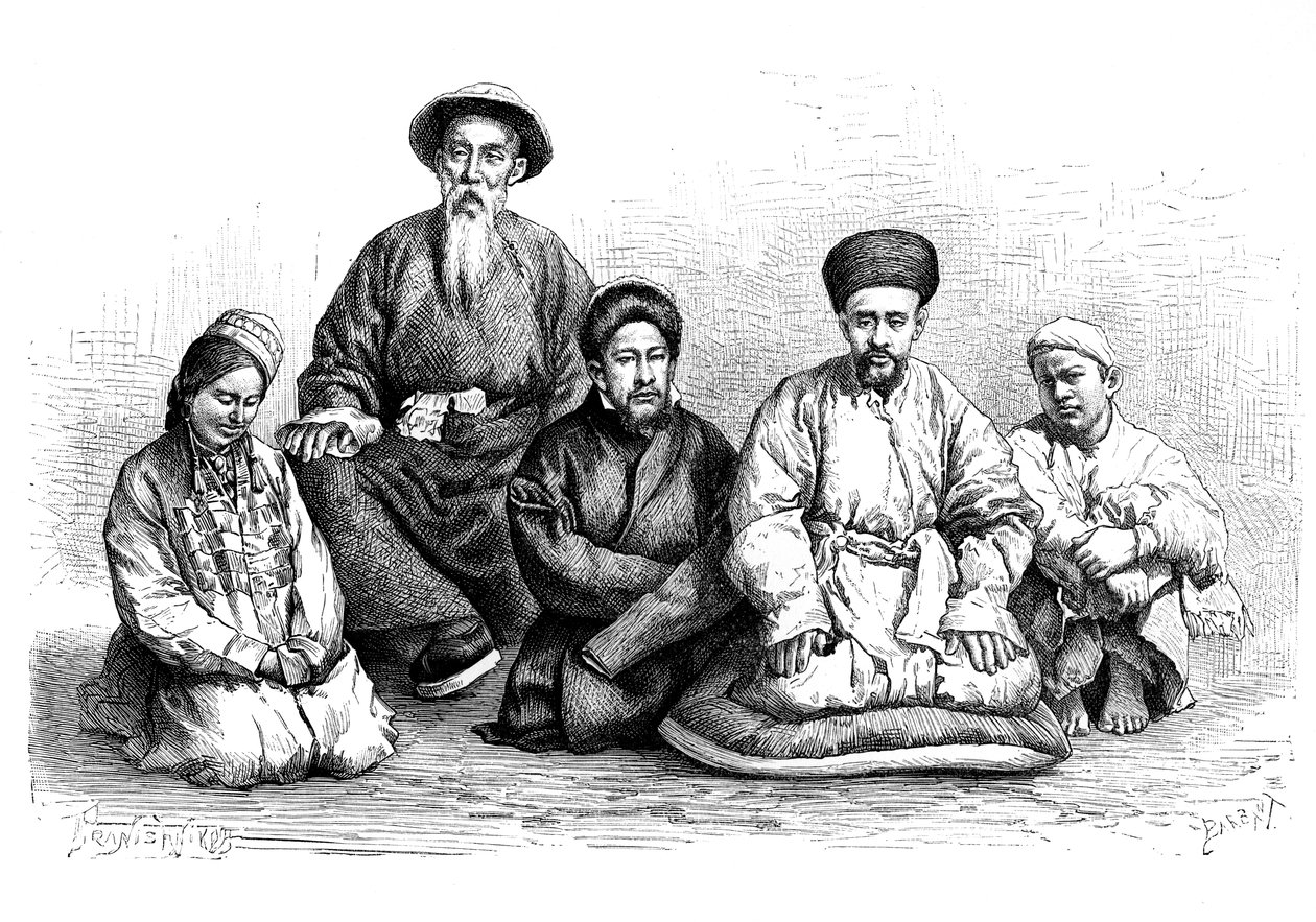 Dungans e Taranchis, tipi e costumi, c. 1890 da Unbekannt