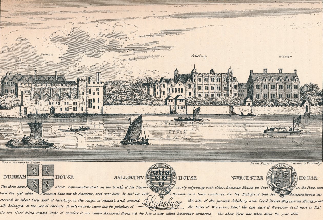 Durham House, Salisbury House e Worcester House, Londra, c1808 1903 da Unbekannt