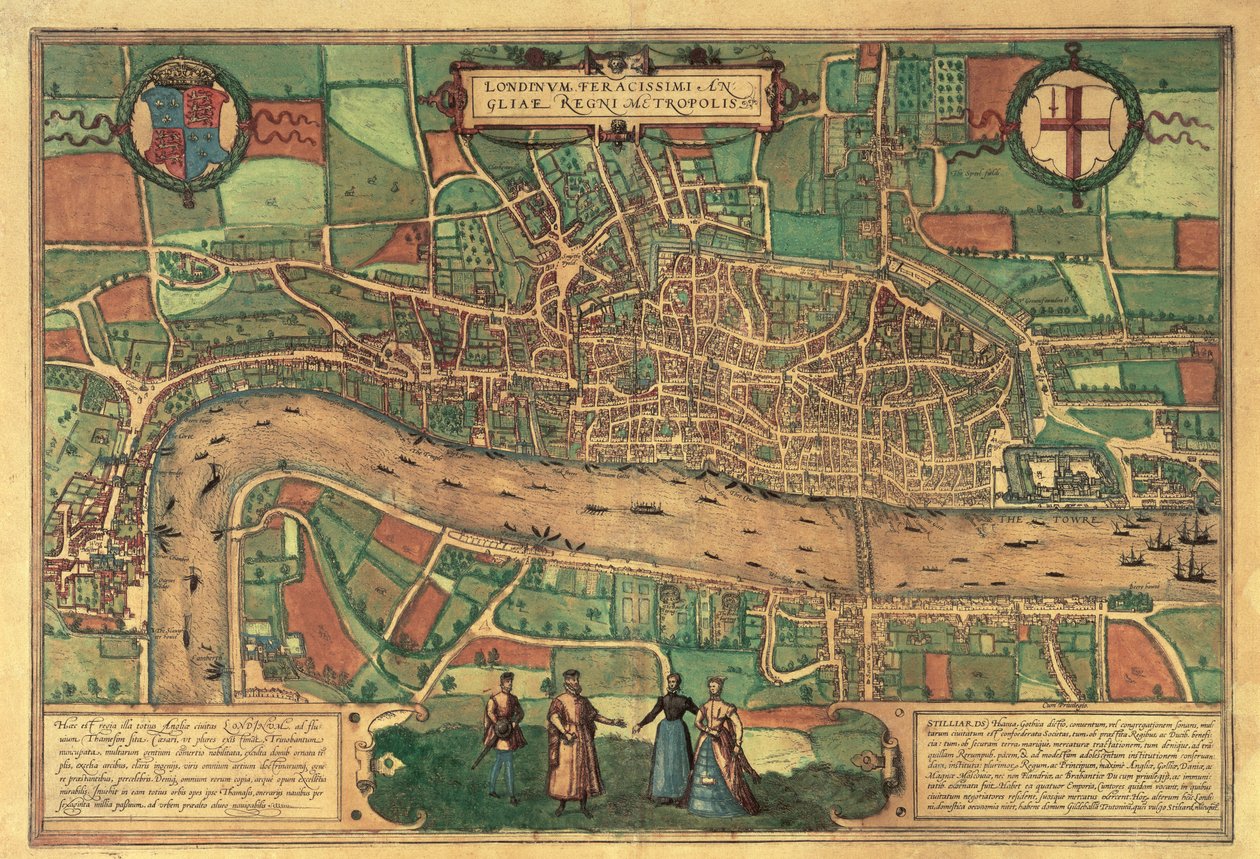 La prima mappa stampata di Londra, 1574 da Unbekannt