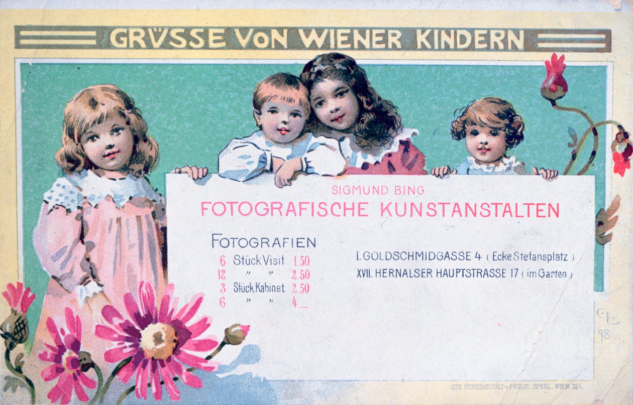 Cartolina pubblicitaria dei primi fotografi viennesi da Unbekannt