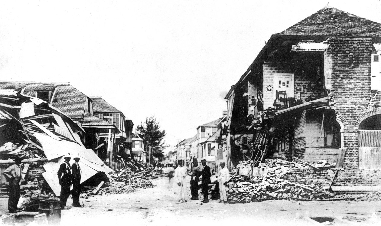 Danni del terremoto, Duke Street, Kingston, Giamaica da Unbekannt
