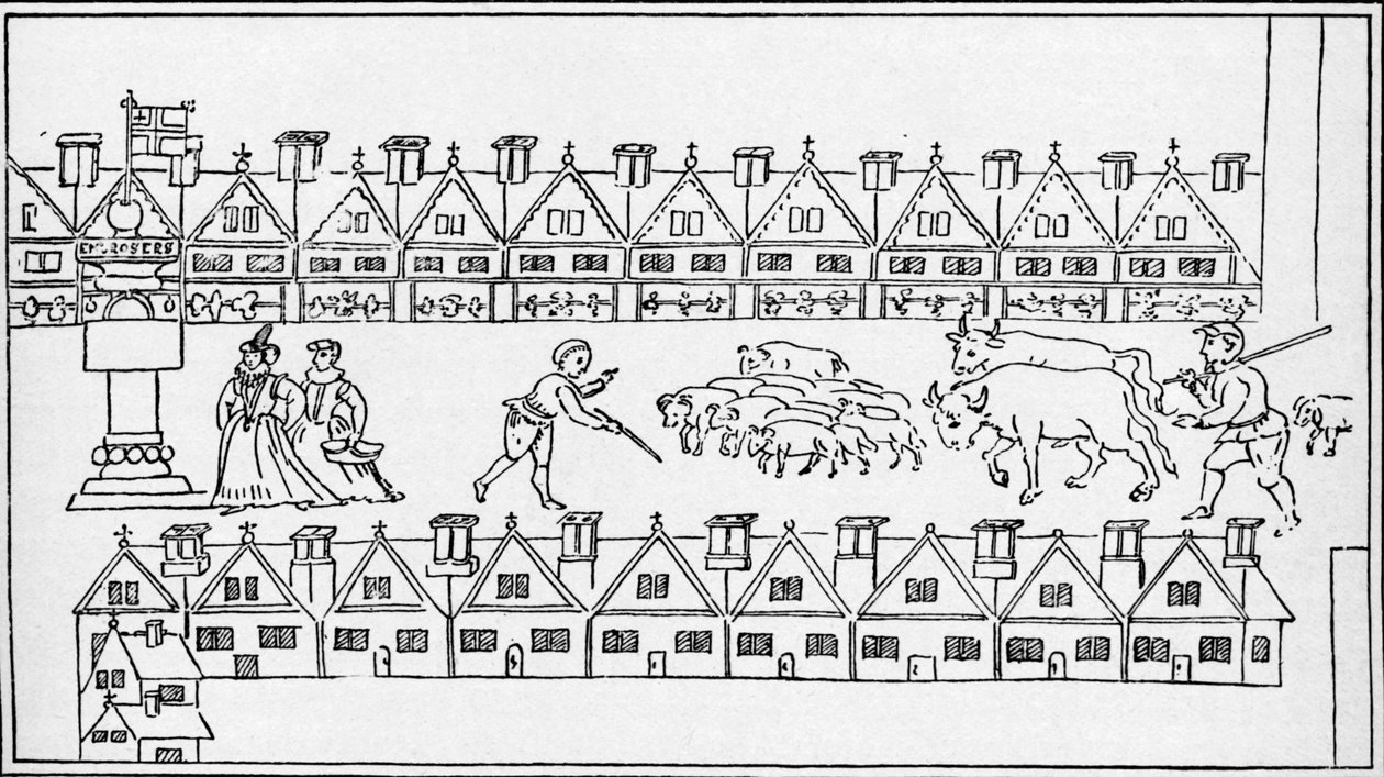Mercato di Eastcheap, Londra, c1598, 1904 da Unbekannt