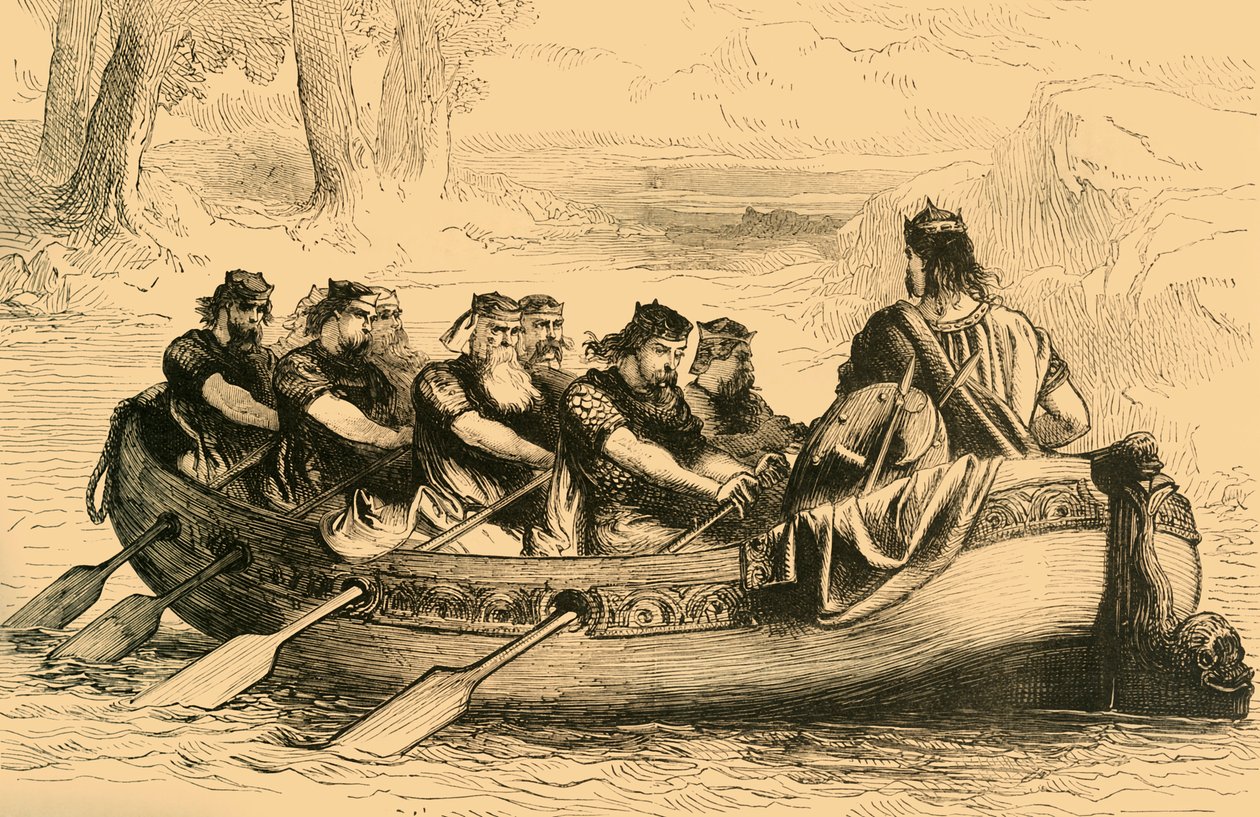 Edgar il Pacifico remato lungo il fiume Dee da otto principi tributari da Unbekannt