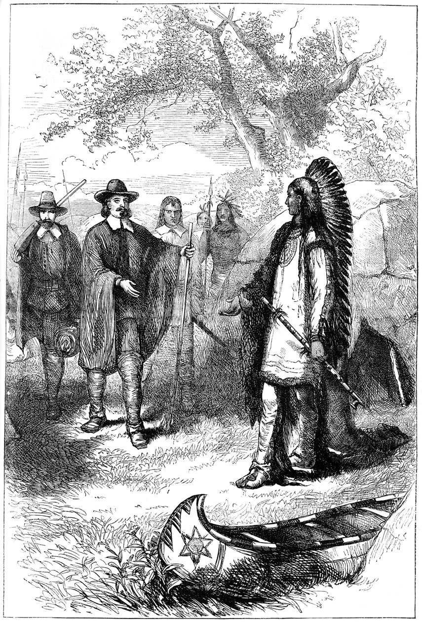 Visita di Edward Winslow a Massasoit, XVII secolo c1880 da Unbekannt