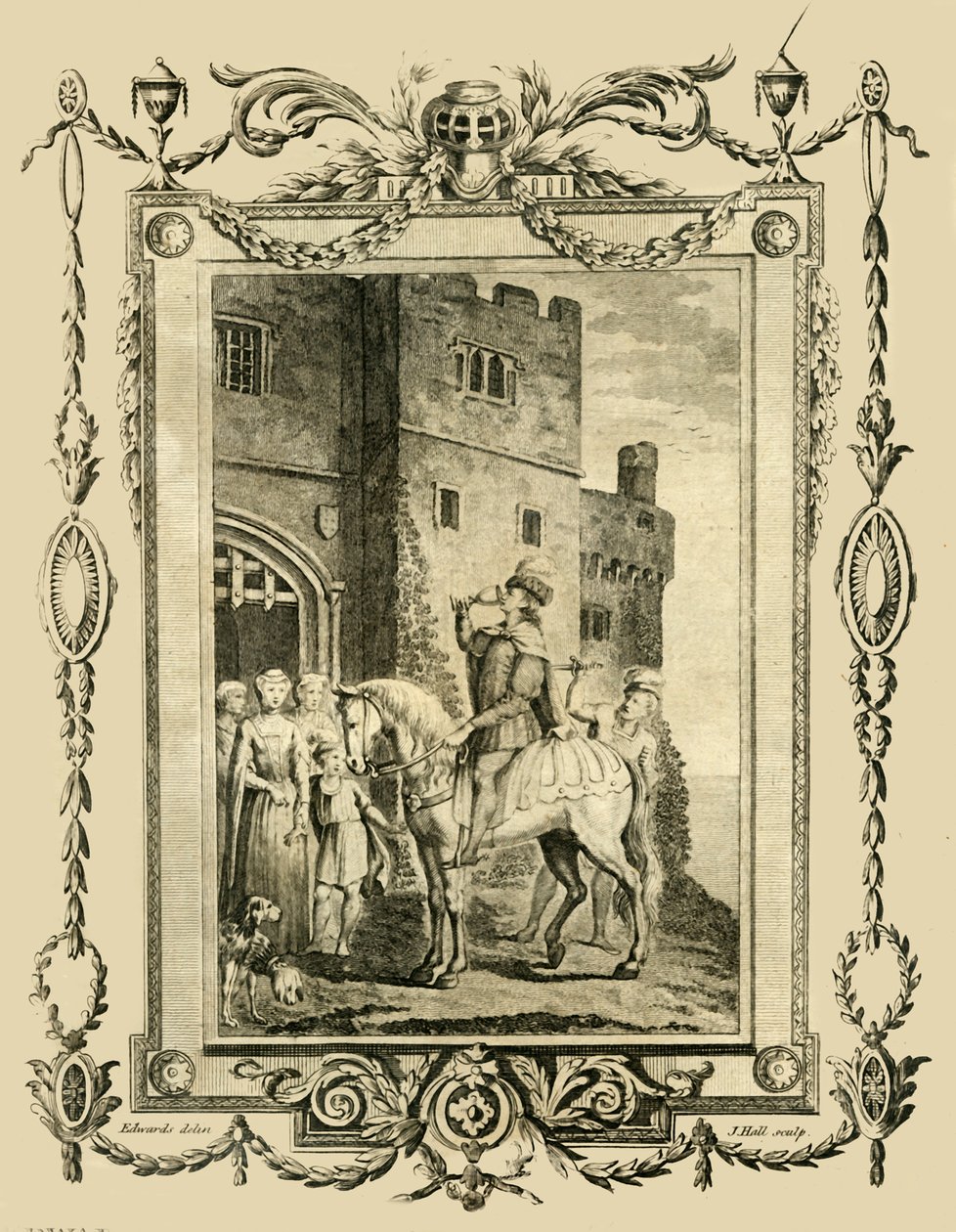 Edoardo il Martire pugnalato per ordine della matrigna Elfrida, al castello di Corfe, 978, 1783 da Unbekannt