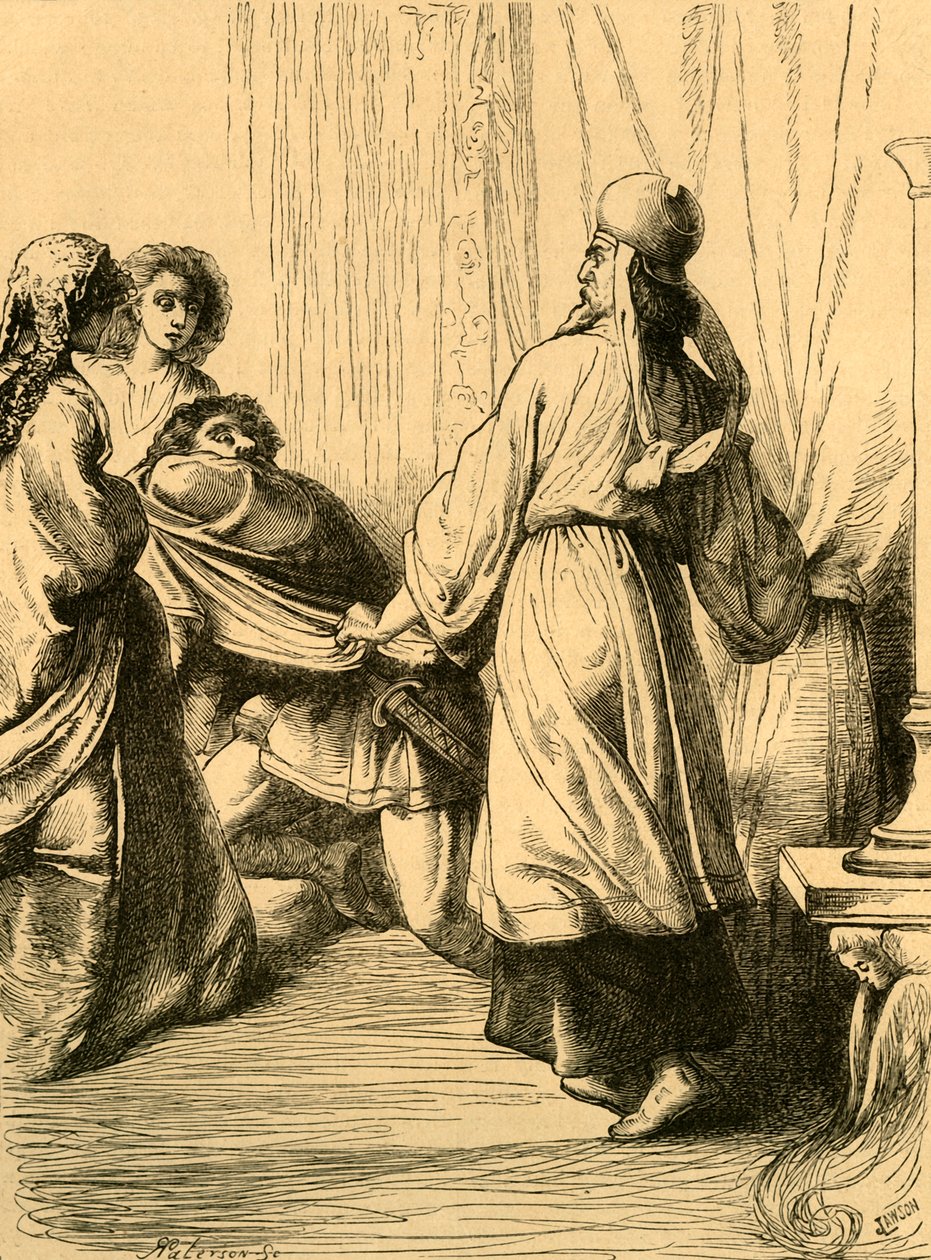 Edwy trascinato da Dunstan dalla presenza di Elgiva, c1890 da Unbekannt