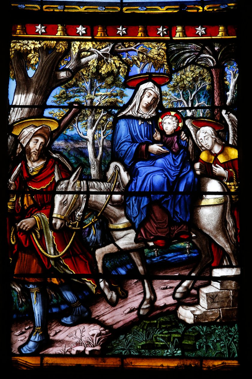 Chiesa di Saint-Remy de Troyes. Vetrata: Scene della vita della Vergine. Dettaglio: La fuga in Egitto. Atelier Vincent-Larcher, XIX secolo da Unbekannt
