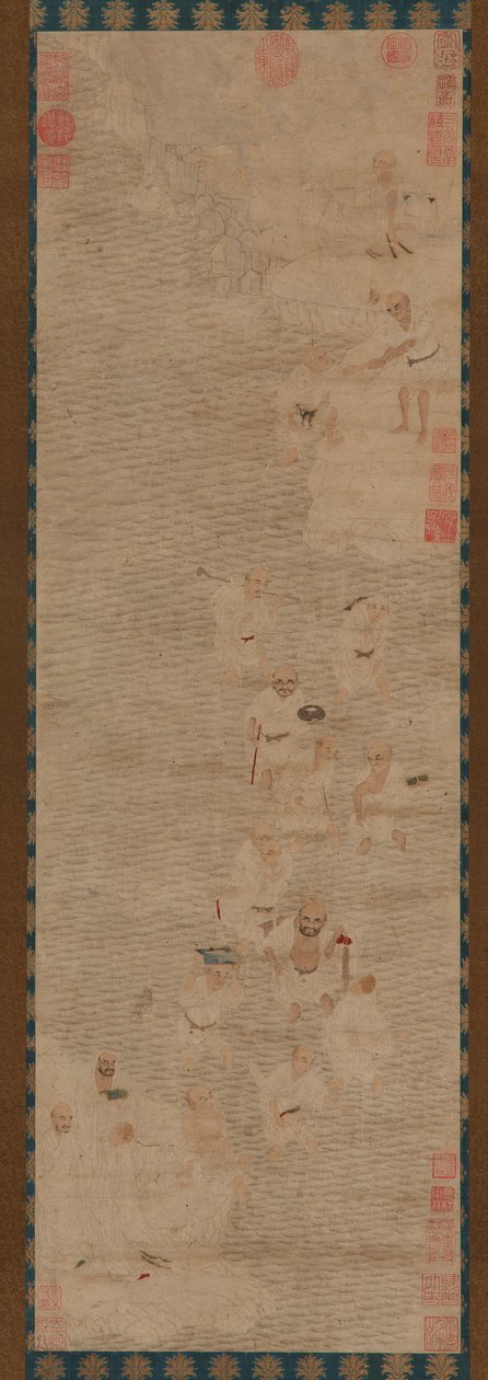 Diciotto Luohans che attraversano un fiume, dinastia Ming, XVI-XVII secolo da Unbekannt