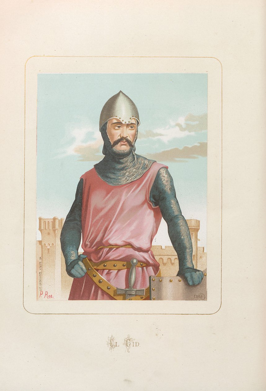 El Cid Rodrigo Díaz de Vivar. Da: Hombres y mujeres celebres de todos los tiempos..., 1875-1877 da Unbekannt