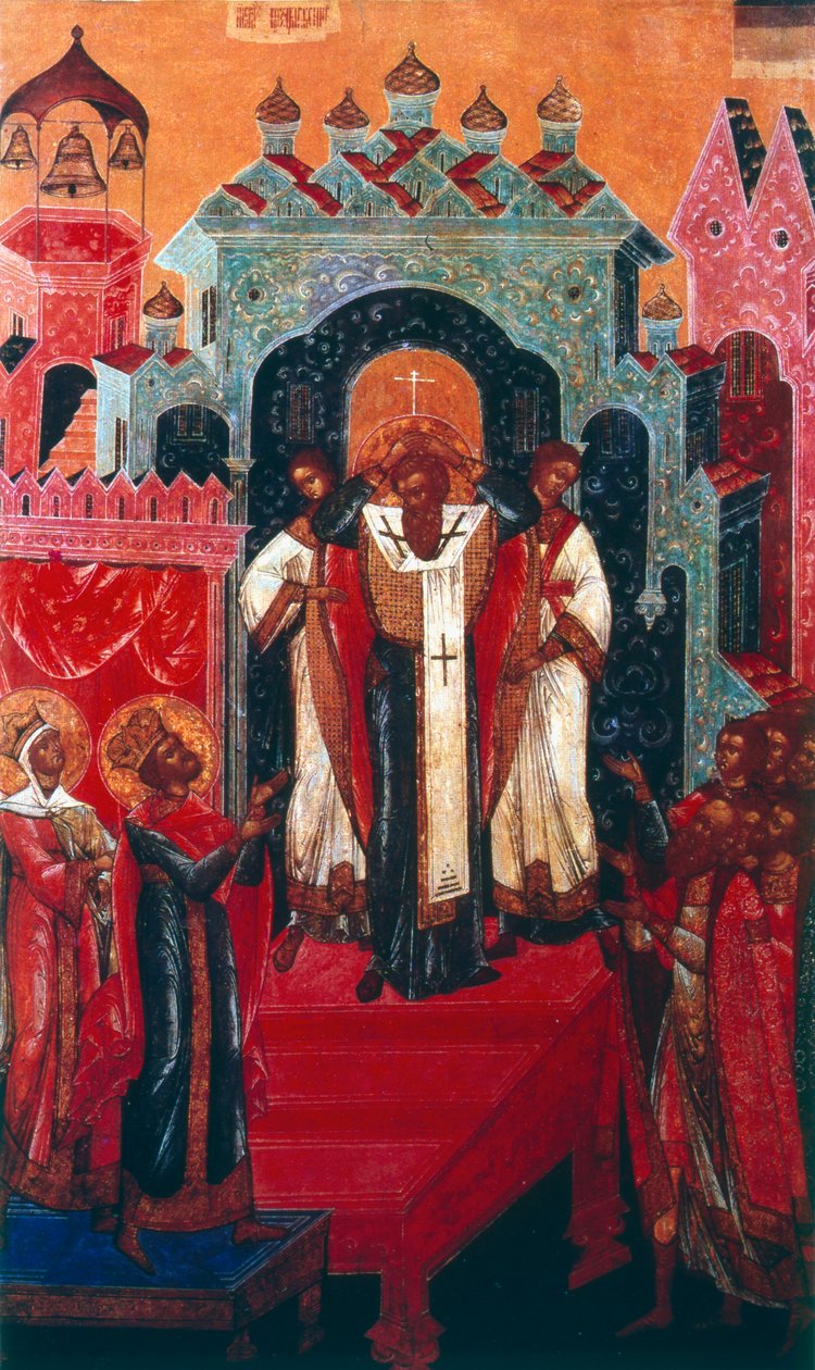 Elevazione della Croce durante un servizio ortodosso russo da Unbekannt