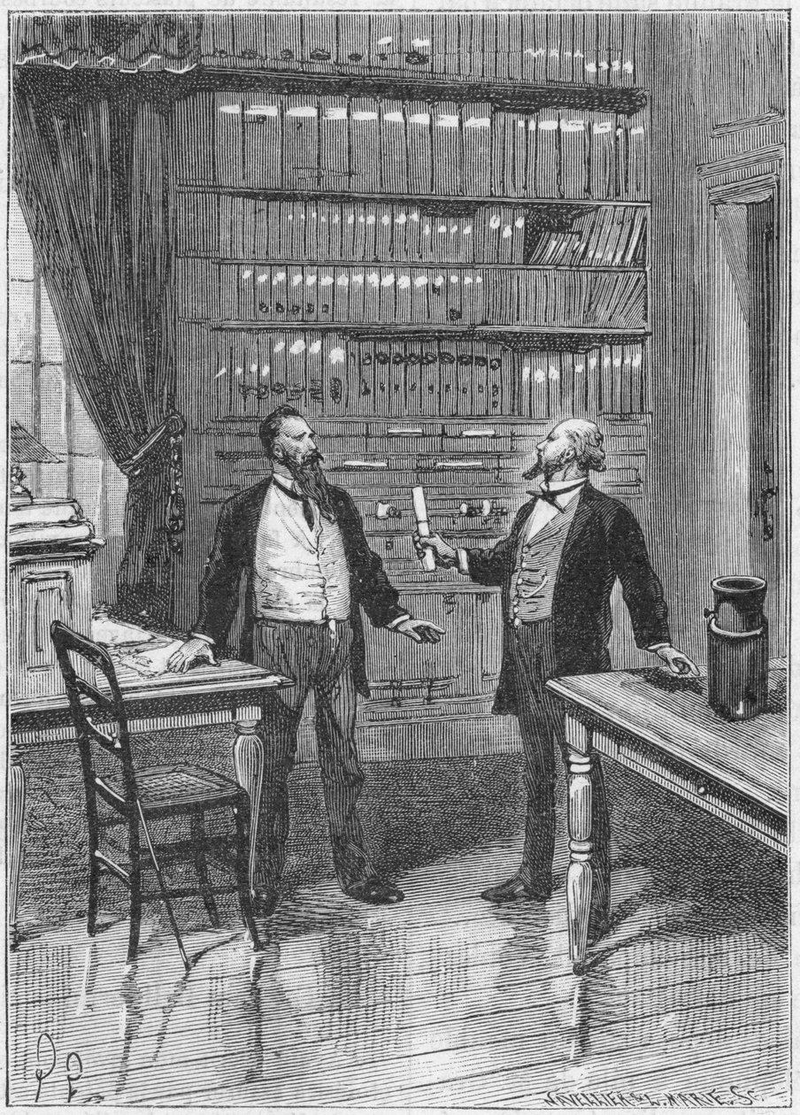 Elisha Gray, inventore americano, presenta il caveat per il suo telefono, 1876, c. 1890 da Unbekannt