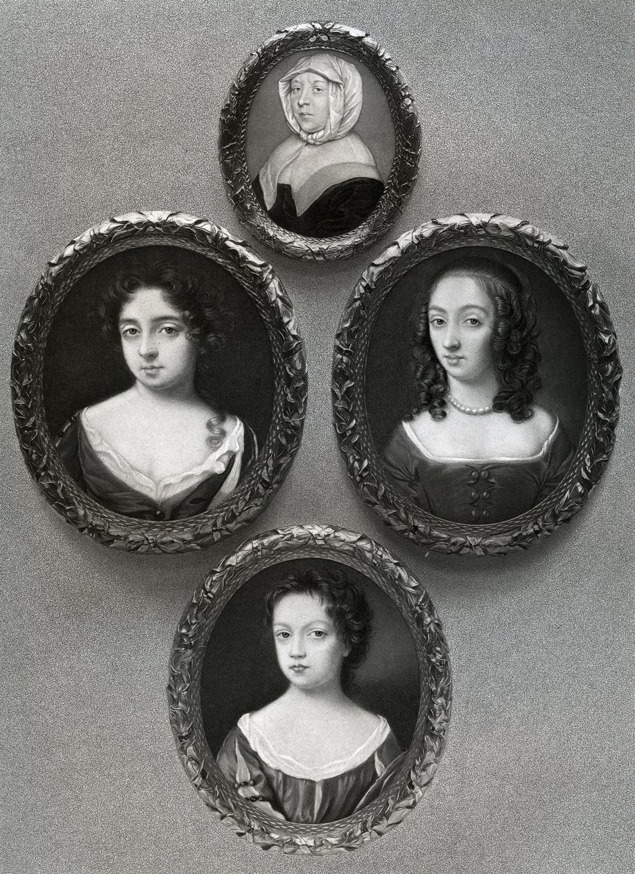 Elizabeth Cromwell, madre di Oliver Cromwell, e le sue figlie, Mary, Elizabeth e Bridget, 1899 da Unbekannt