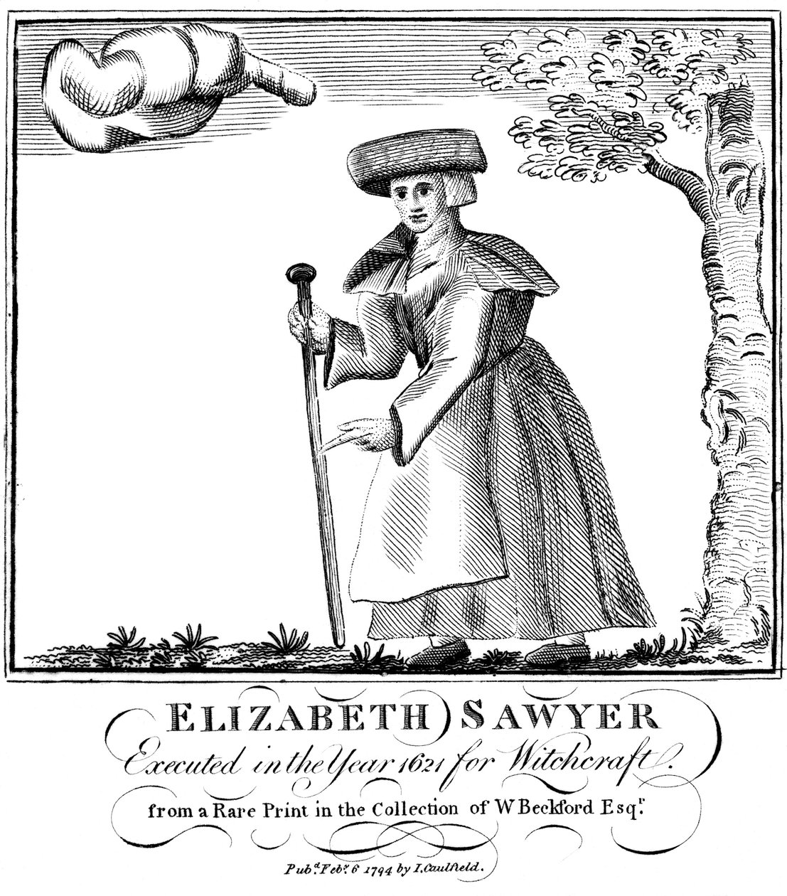 Elizabeth Sawyer, giustiziata come strega in Inghilterra nel 1621, 1794 da Unbekannt