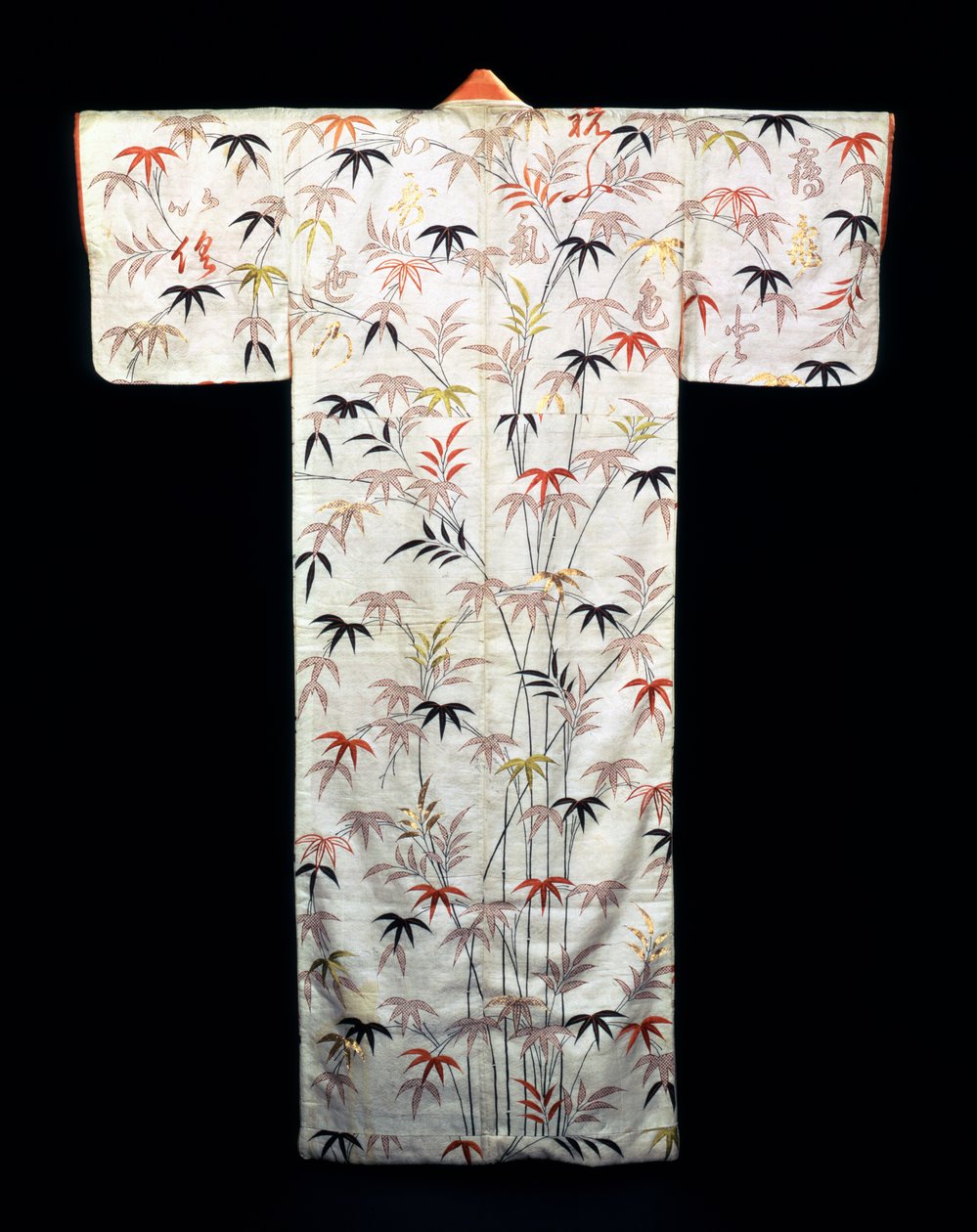 Kimono da donna in raso bianco ricamato, giapponese, periodo Edo, 1600-1867 da Unbekannt
