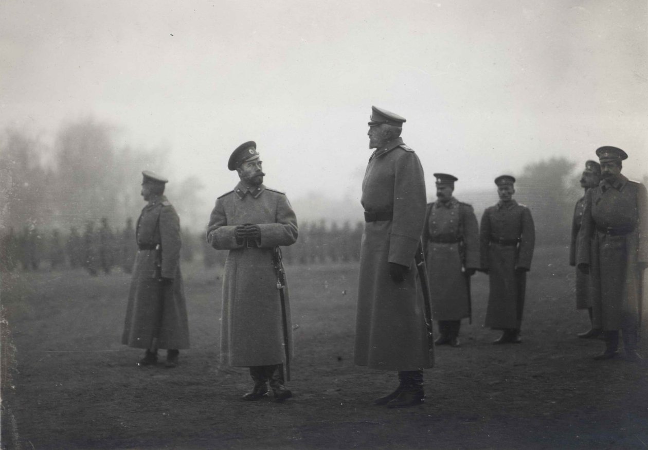 Imperatore Nicola II e Granduca Nikolai Nikolaevich a Baranovichi, settembre 1914 da Unbekannt